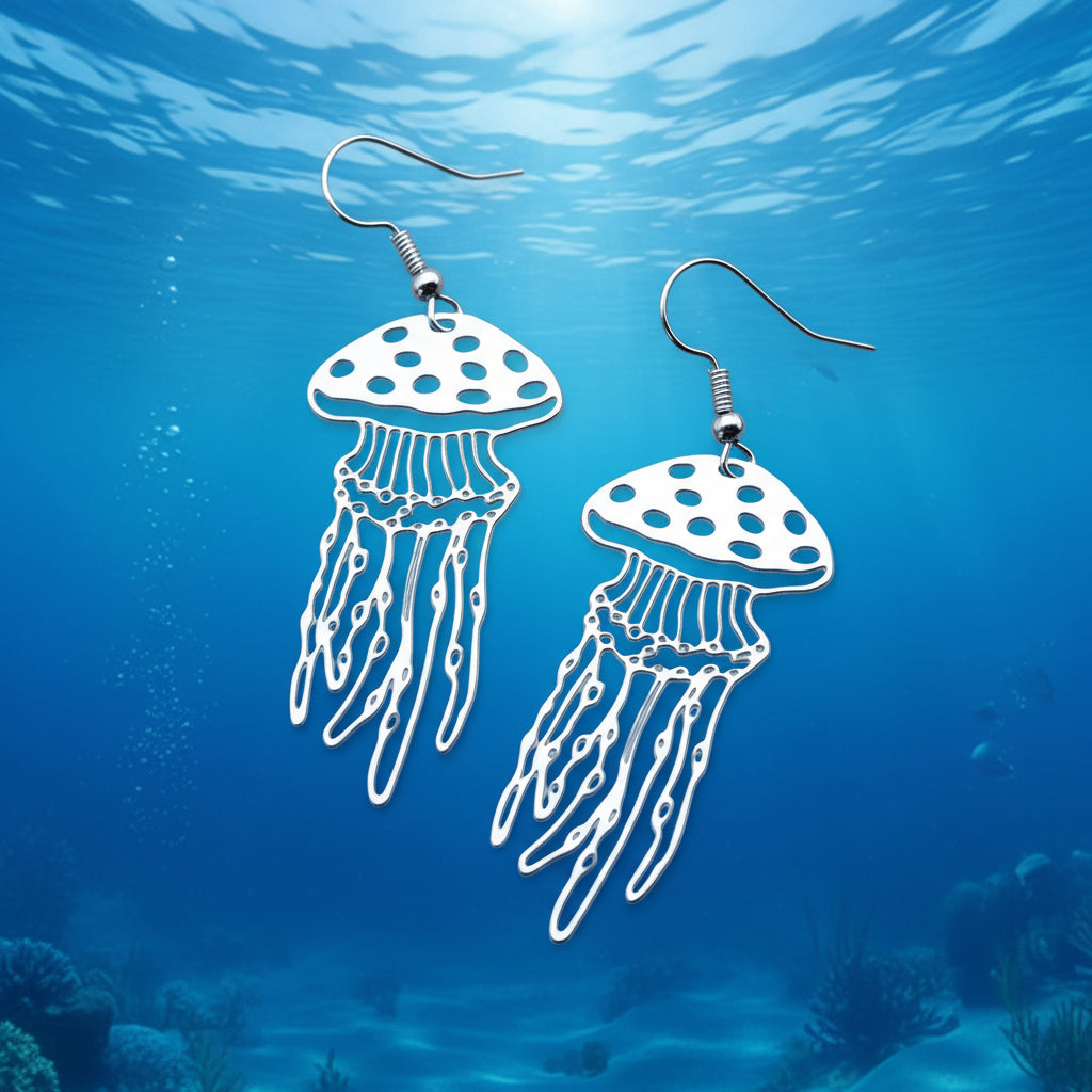 Stainless Steel Jellyfish Earrings – Ocean Magic in Metal