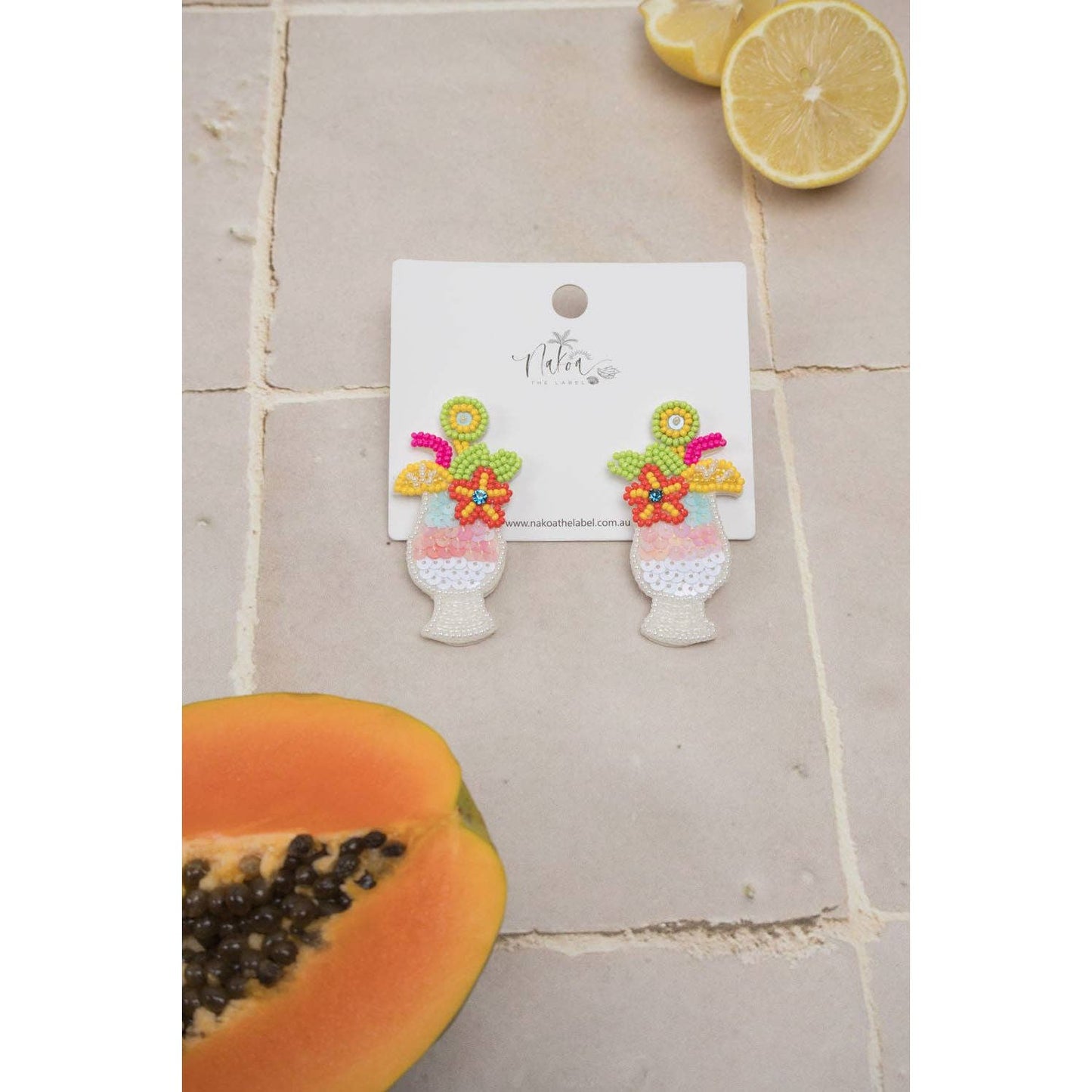 Cocktail Beaded Earrings - Pina Colada