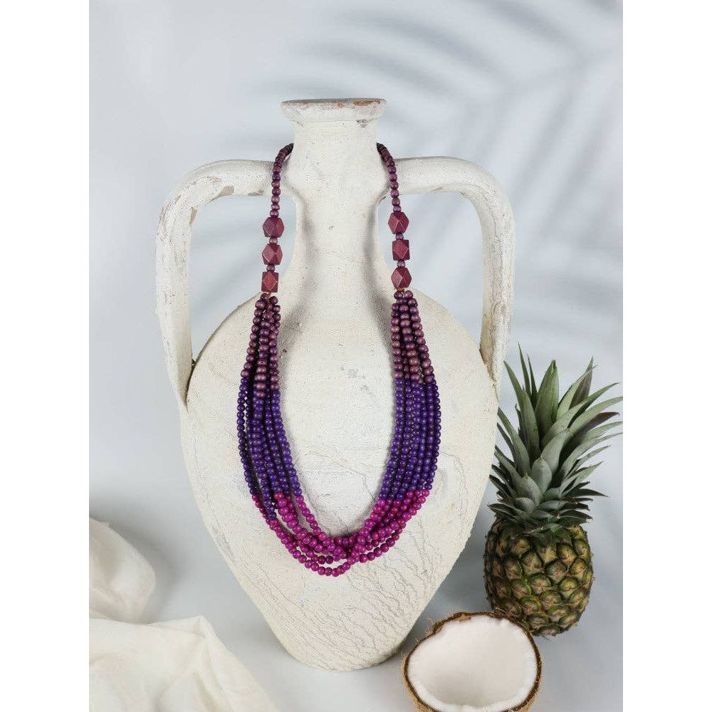 Timber Bead Necklace - Kahului - Orchid