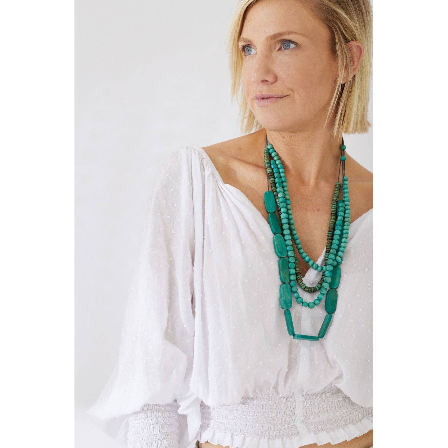 Timber Bead Necklace - Hanalei - Sea Mist