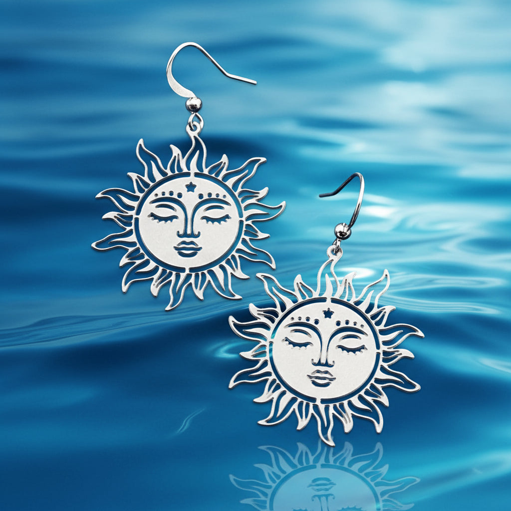 Radiant Sun Stainless Steel Earrings