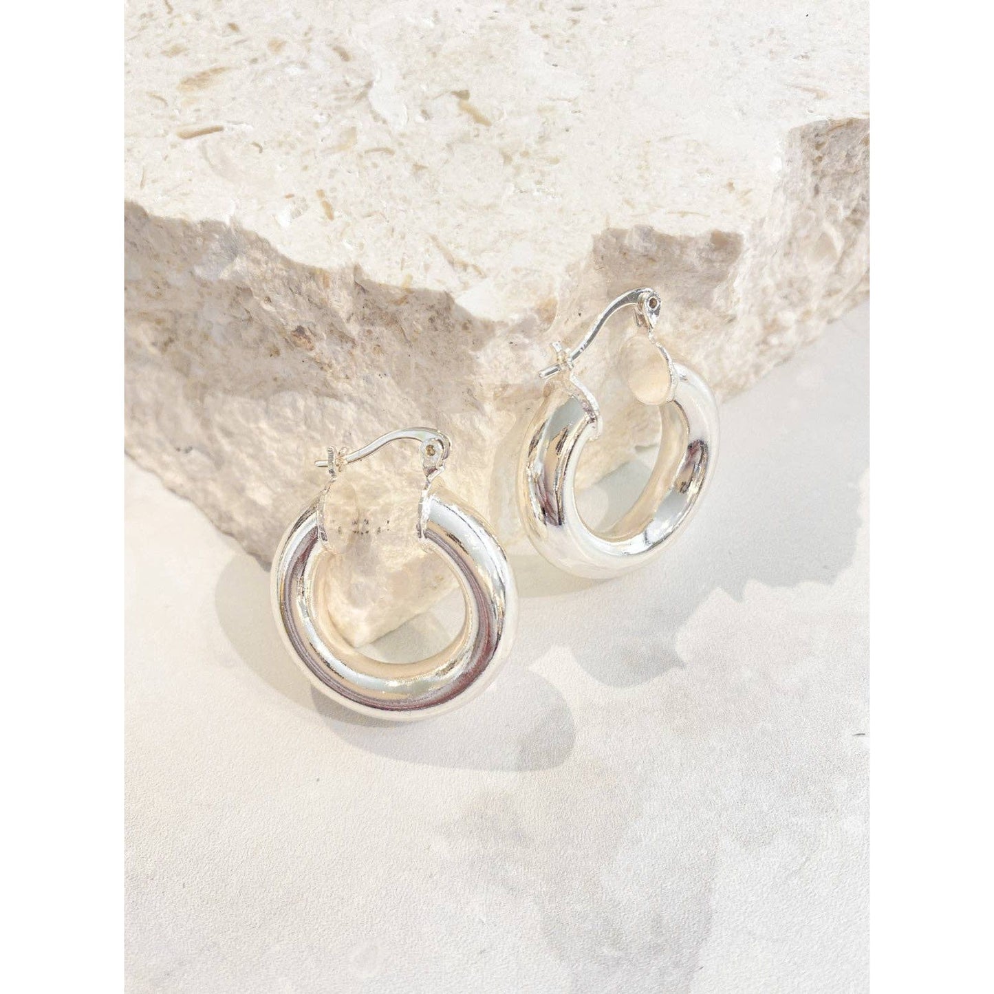 Waterproof Sterling Silver Plated Hoop Earrings