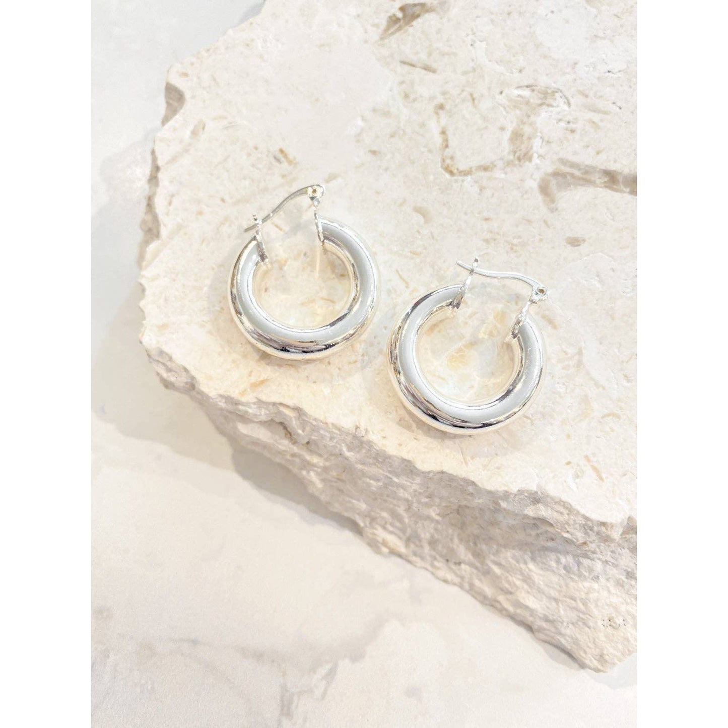 Waterproof Sterling Silver Plated Hoop Earrings