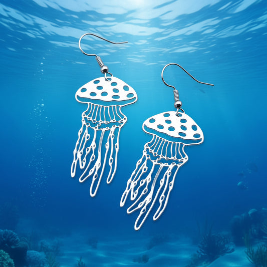 Stainless Steel Jellyfish Earrings – Ocean Magic in Metal