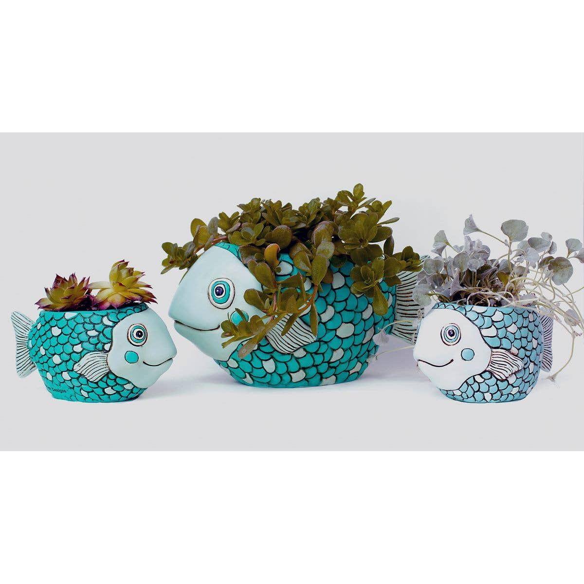 Teal Fish Planter