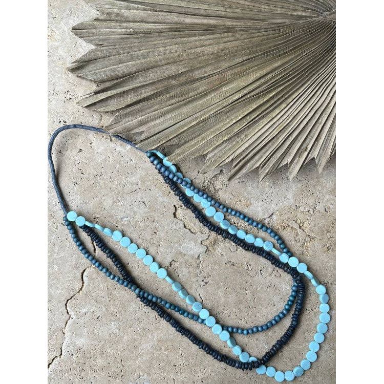 Timber Bead Necklace - Kapalua - Sapphire