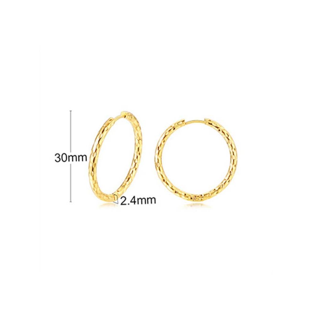 Waterproof 18K Gold Plated Stainless Steel Earrings - Hammered Huggies 30mm