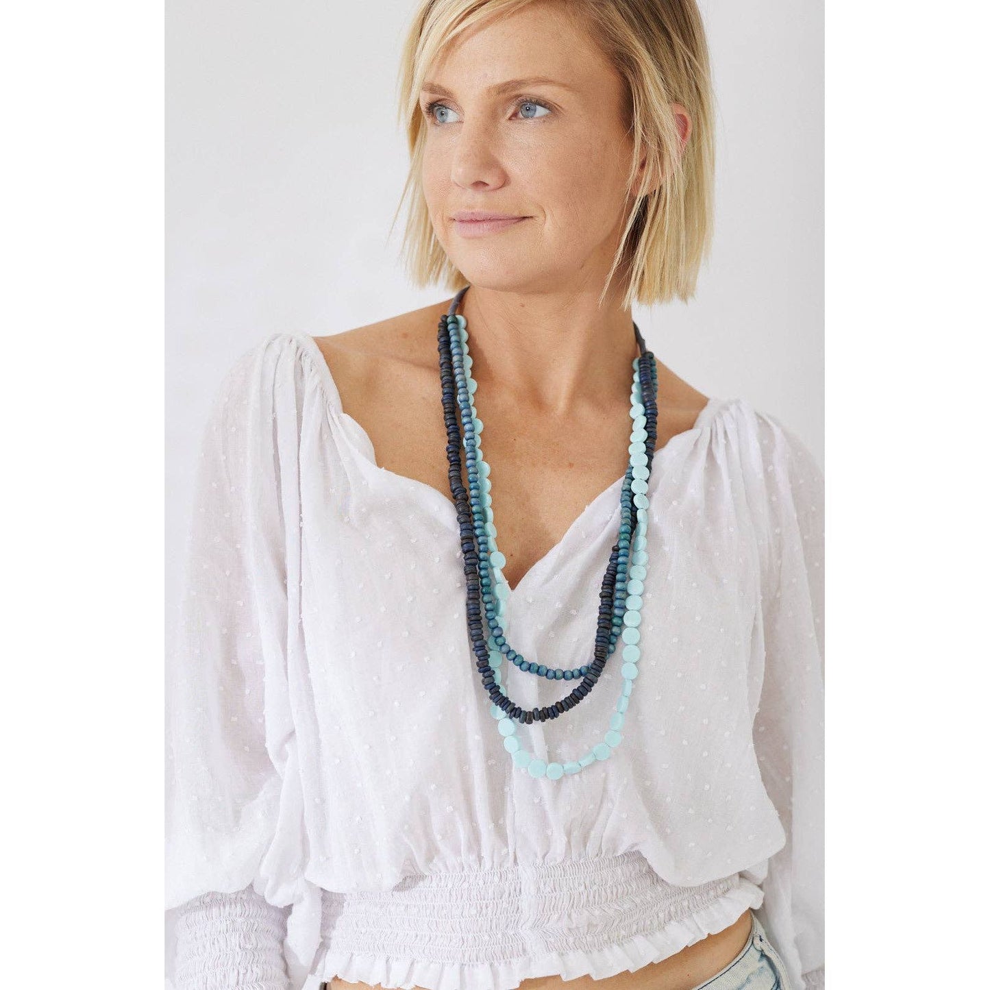 Timber Bead Necklace - Kapalua - Sapphire
