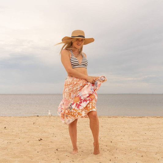 White Cherry Monkey Sarong