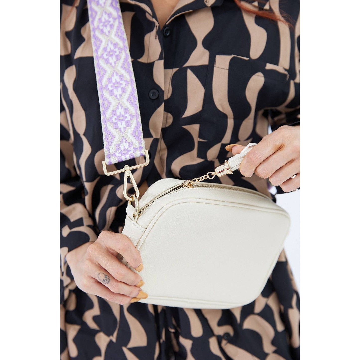 Vegan PU Leather Miami Crossbody - Ivory