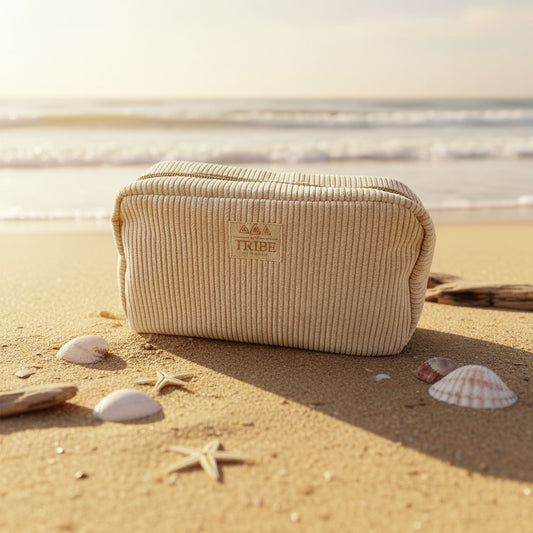 Corduroy Cosmetic Bag: Cream
