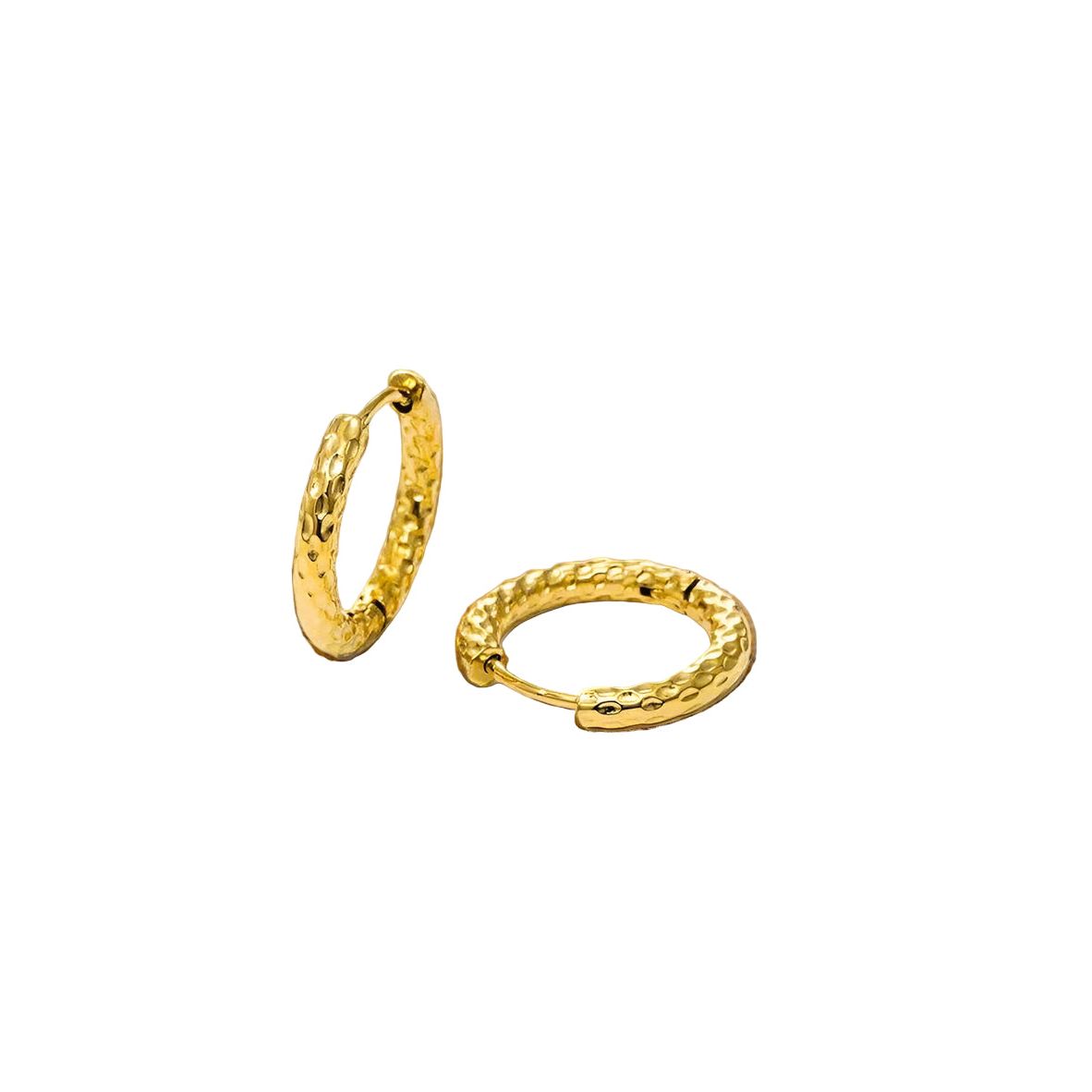 Waterproof 18K Gold Plated Stainless Steel Earrings - Irregular Thin Huggies 17mm