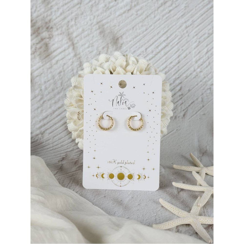 Waterproof 18K Gold Plated Stainless Steel Earrings - Irregular Thin Huggies 17mm