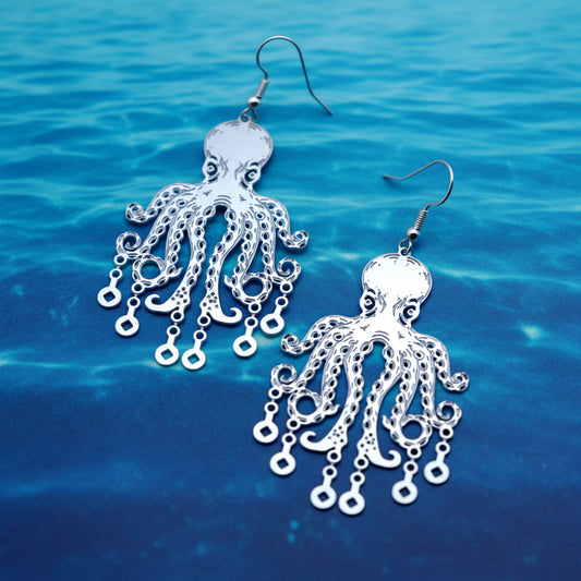 Stainless Steel Octopus Earrings – Ocean's Curiosity