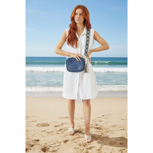 Vegan PU Leather Miami Crossbody - Navy