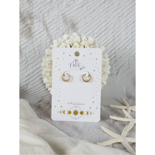 Waterproof 18K Gold Plated Stainless Steel Earrings - Irregular Thin Huggies 15mm