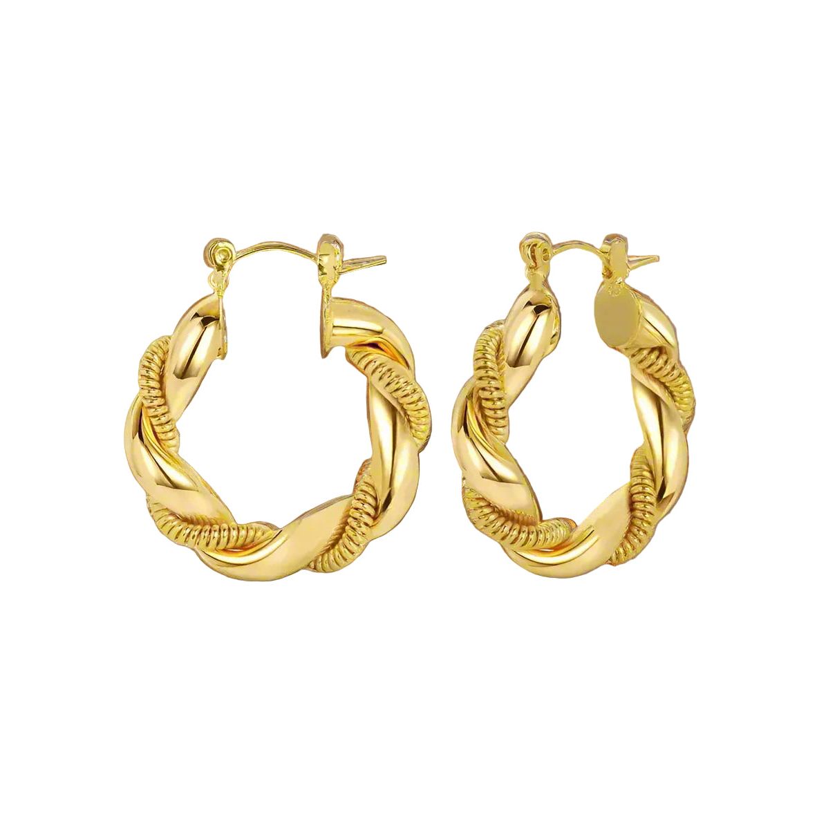 Waterproof 18K Gold Plated Stainless Steel Earrings - Twisted Hoop