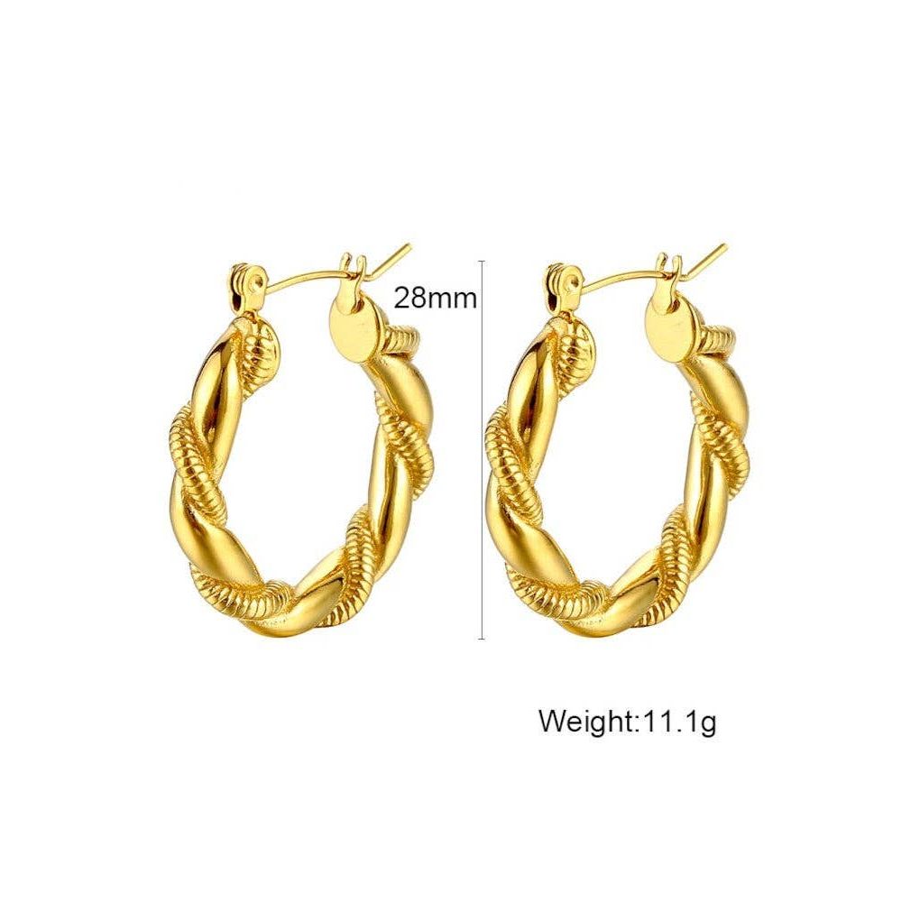 Waterproof 18K Gold Plated Stainless Steel Earrings - Twisted Hoop
