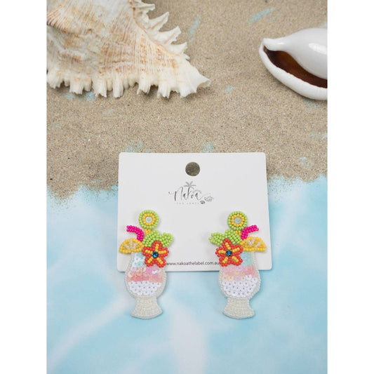 Cocktail Beaded Earrings - Pina Colada