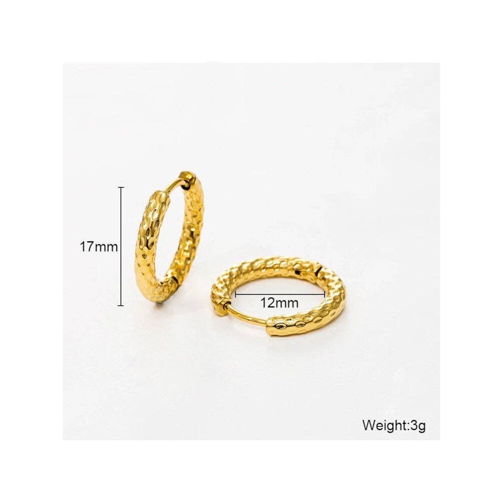 Waterproof 18K Gold Plated Stainless Steel Earrings - Irregular Thin Huggies 17mm