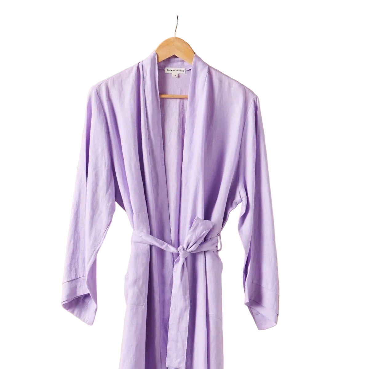 JADE AND MAY - Long Linen Bathrobe in Purple: 20