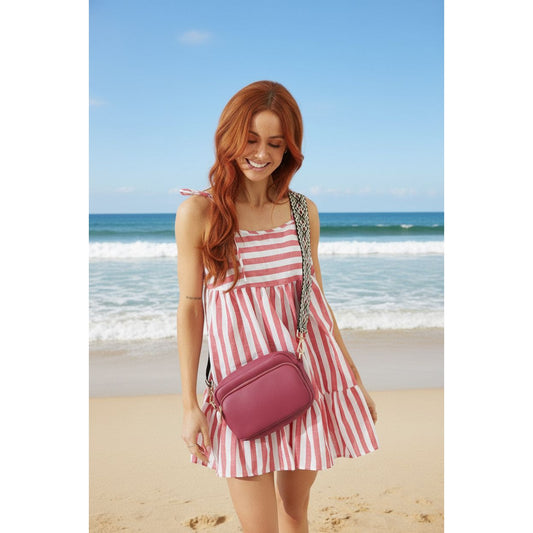 Vegan PU Leather California Crossbody - Berry