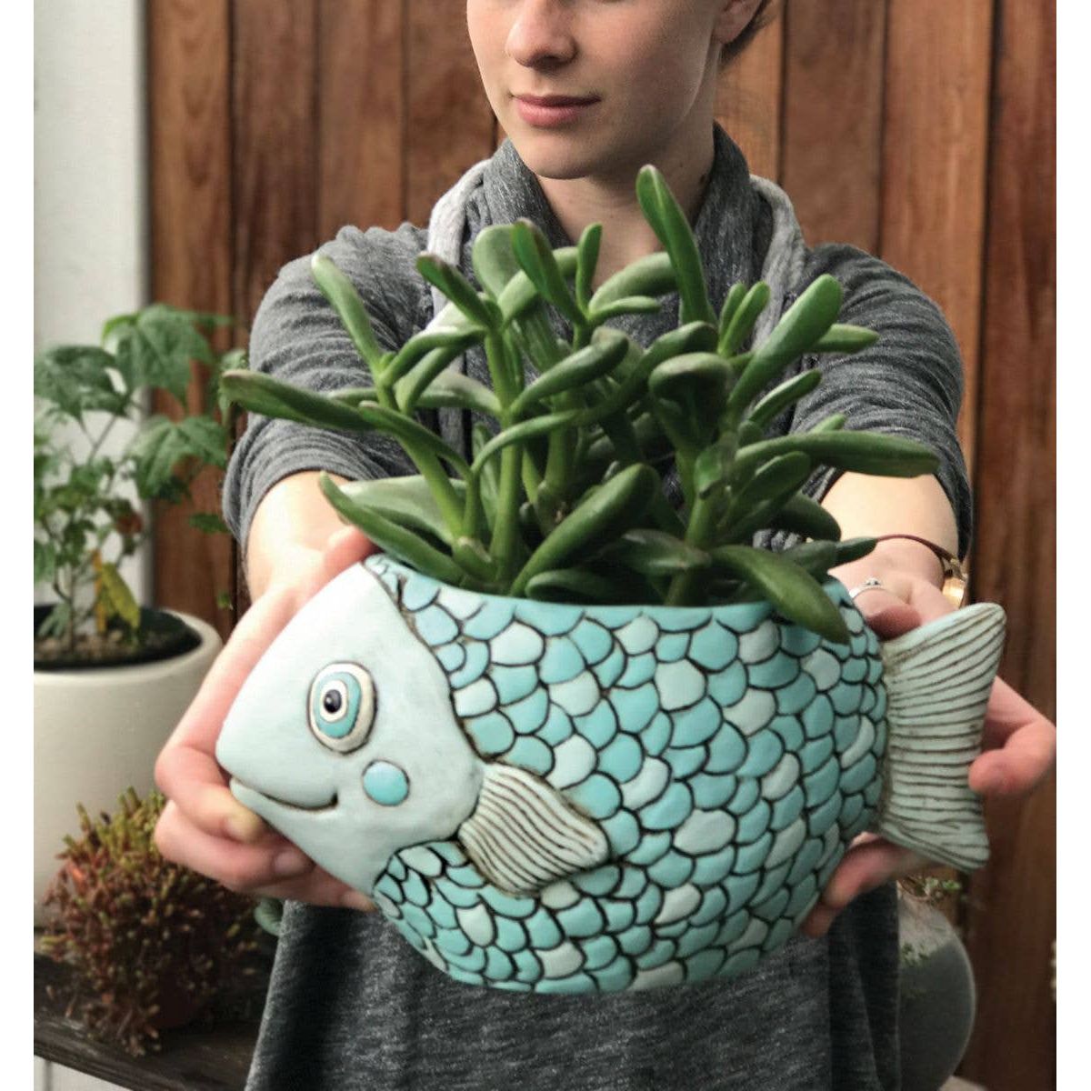 Blue Fish Planter