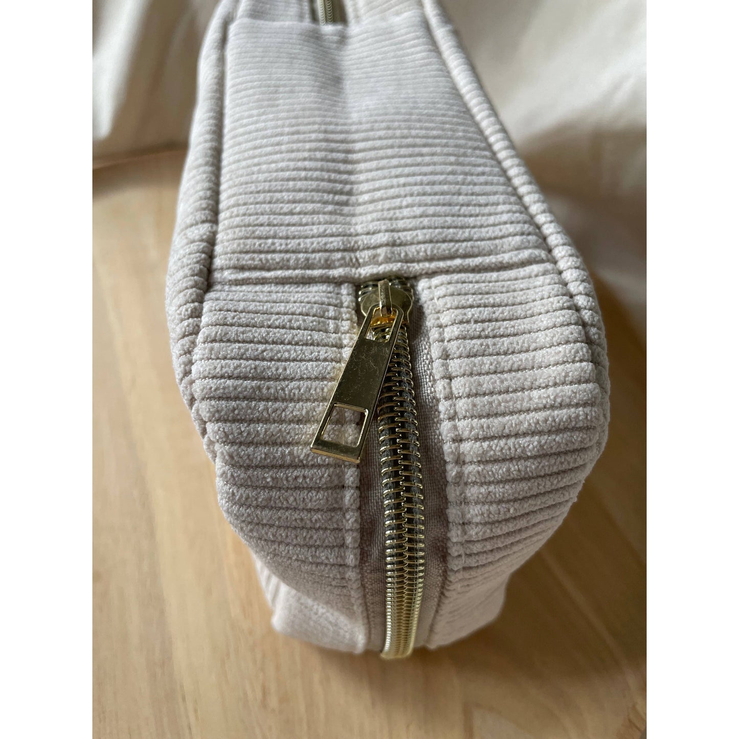 Corduroy Cosmetic Bag: Cream