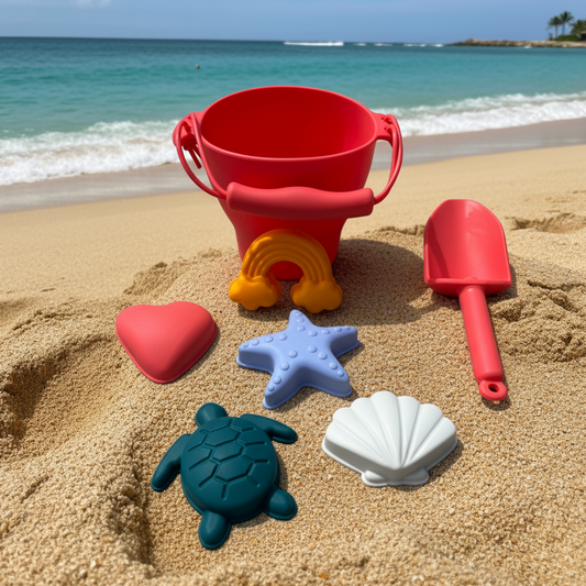 Silicone Classic Beach Bucket: Coral
