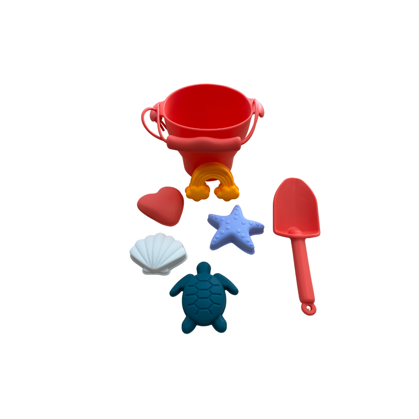 Silicone Classic Beach Bucket: Coral