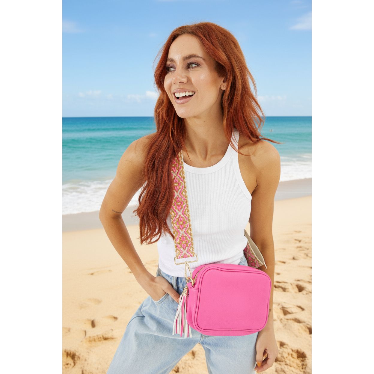 Vegan PU Leather Miami Crossbody - Bubblegum