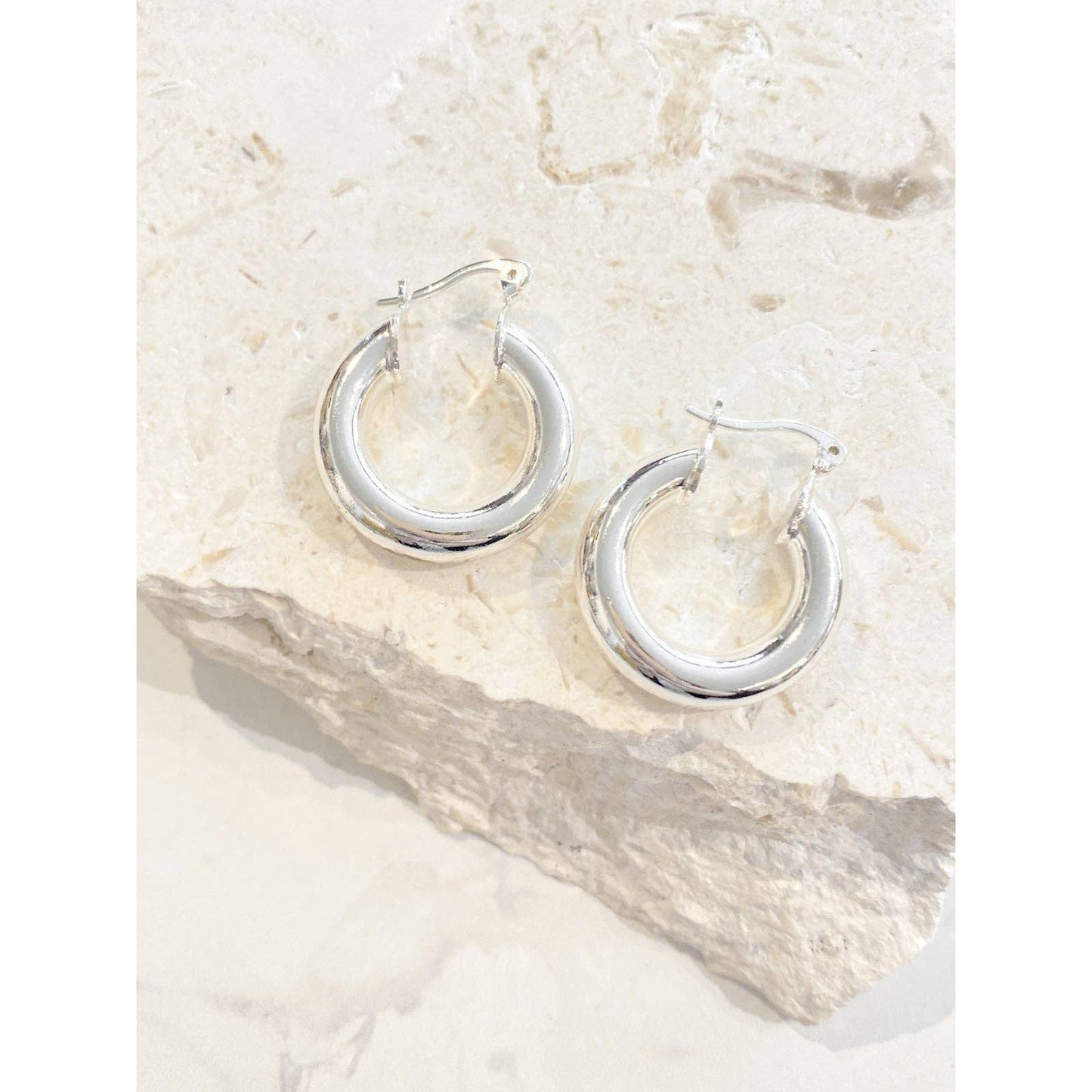 Waterproof Sterling Silver Plated Hoop Earrings