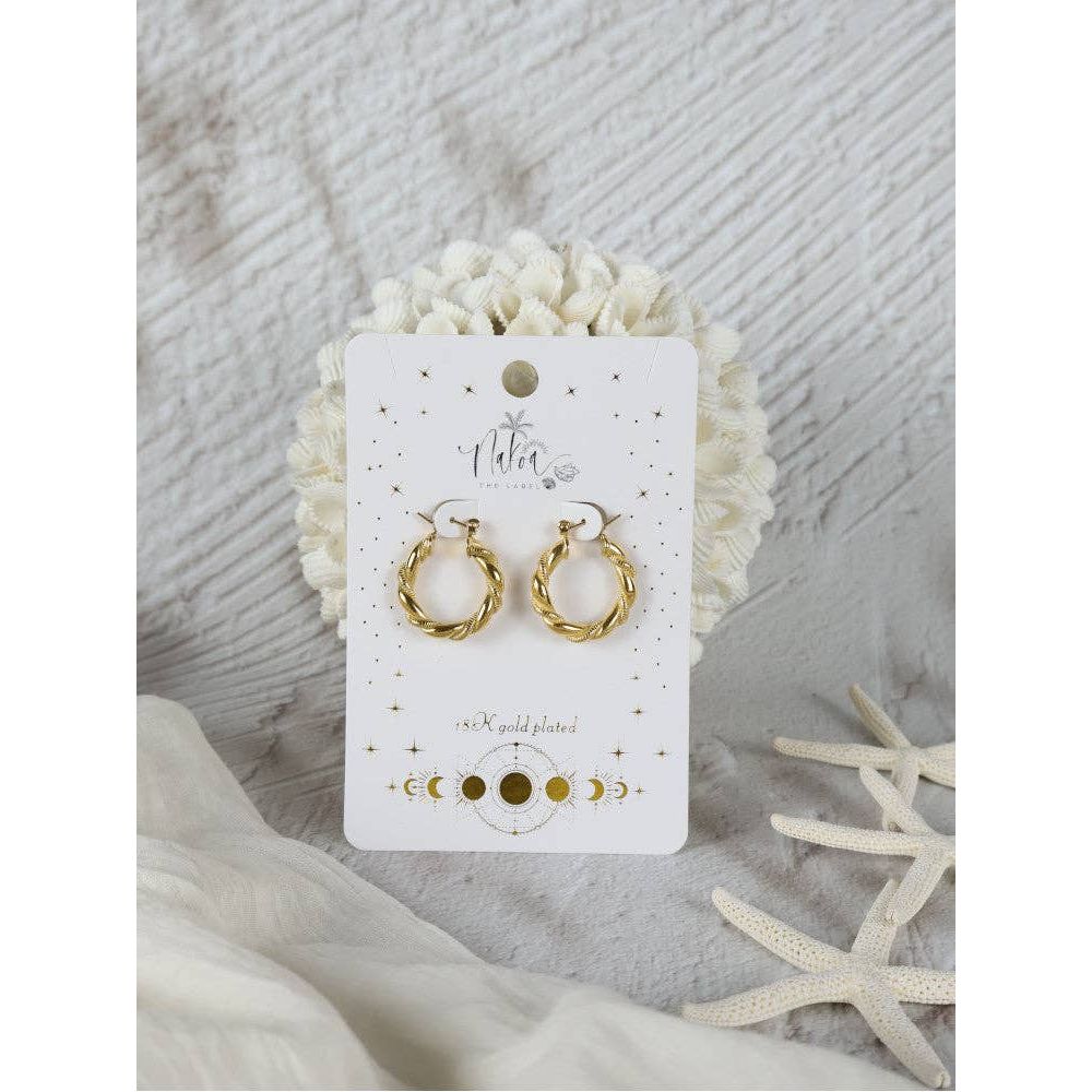 Waterproof 18K Gold Plated Stainless Steel Earrings - Twisted Hoop